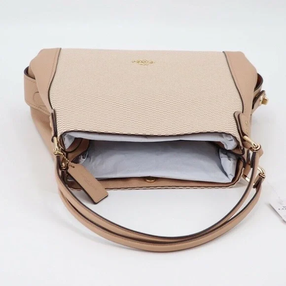 New Coach Edie 31 Jacquard and Leather Shoulder Bag Beechwood - Picture 8 of 13